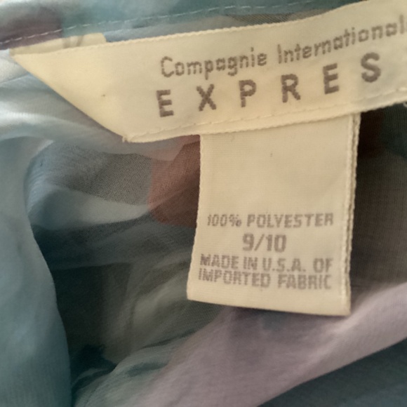 Express brand  vintage sheer blue dress flower print size 9/10 made in usa - Picture 3 of 5